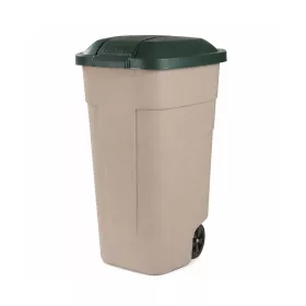 Plastový vonkajší odpadkový kôš 110l béžovo-zelený