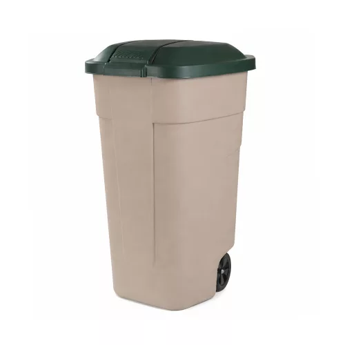 Plastový vonkajší odpadkový kôš 110l béžovo-zelený