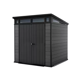 Plastový záhradný domček Cortina 7x7 sivý
