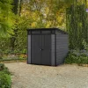 Plastový záhradný domček Cortina 7x7 sivý