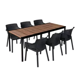 Romen Veľký set záhradného nábytku 6+1 orech-grafit