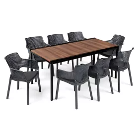 Romen Veľký set záhradného nábytku 8+1 orech-grafit