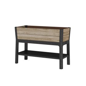   Vyvýšený plastový záhradný kvetináč Deco so spodnou policou 110l