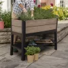 Vyvýšený plastový záhradný kvetináč Deco so spodnou policou 110l