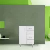 Bianca Plus 60 nízka skrinka s 1 dvierkami, 4 zásuvkami, biela s vysokým leskom, ľavá