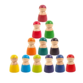 12 farebných drevených figúrok kamarátov Montessori