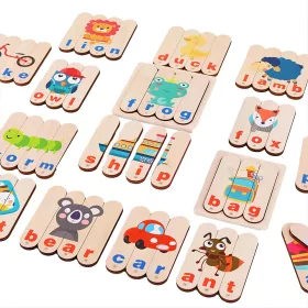 Anglické učenie puzzle vzdelávacia drevená hra