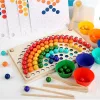 Dúhová guličková mozaika Montessori drevená hračka