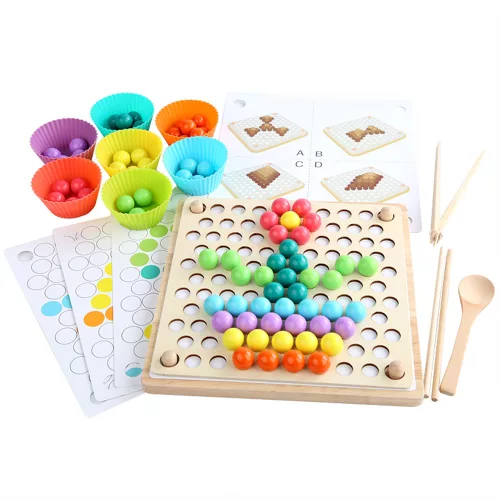 Drevená stolová hra 3 v 1, mramorové puzzle, lietajúci šach