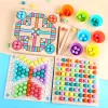 Drevená stolová hra 3 v 1, mramorové puzzle, lietajúci šach