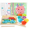 Obrázkové puzzle s guľôčkami Montessori drevená hračka