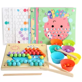   Obrázkové puzzle s guľôčkami Montessori drevená hračka