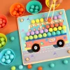 Obrázkové puzzle s guľôčkami Montessori drevená hračka
