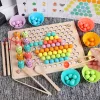 Drevená hračka 2 v 1 Montessori rybárčenie a loptička puzzle