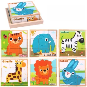 Drevené puzzle s kockami, skladačka