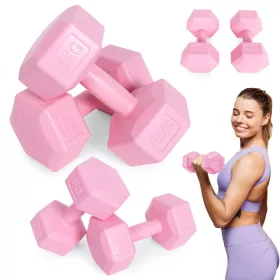 Sada šesťhranných činiek 2x5 kg ružová