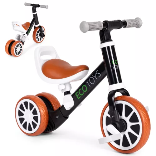 Trojkolka na jogging s pedálmi 2 v 1 čierna