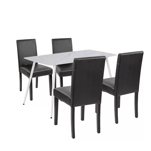 Megan 4+1 jedálenský set bielo-čierny