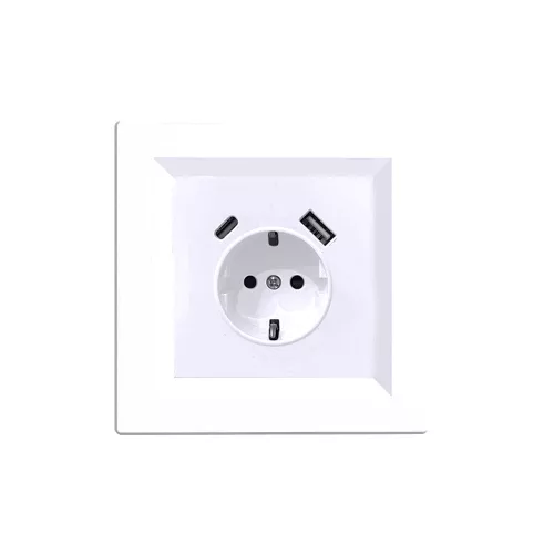 Zásuvka Nova s konektorom USB s bielym rámom
