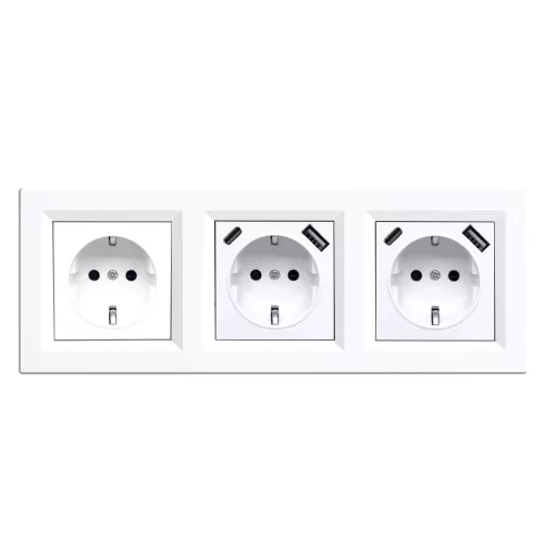 Zástrčka Nova III s dvoma konektormi USB s bielym rámčekom