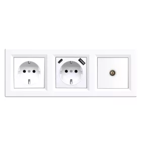 Zástrčka Nova, USB, TV zásuvka s bielym rámom