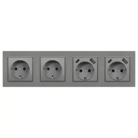   Nova IV dve zástrčky s dvoma konektormi USB so sivým kartáčovaným rámom
