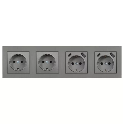 Nova IV dve zástrčky s dvoma konektormi USB so sivým kartáčovaným rámom