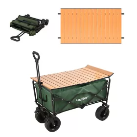   Skladací záhradný plážový vozík Premium so stolíkom zelený