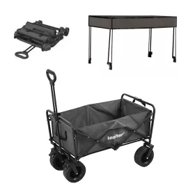   Skladací záhradný plážový vozík Premium so strechou sivý