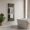 Zakrivený radiátor na sušenie uterákov 1200x500 mm čierny