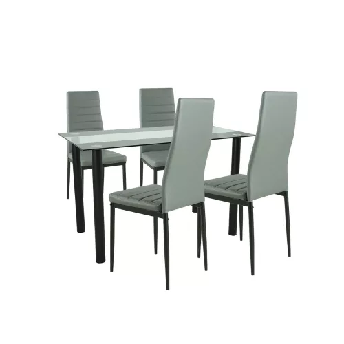 Jedálenský set Mezza 4+1 sivo-čierny