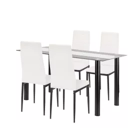 Jedálenský set Denton 4+1 bielo-čierny