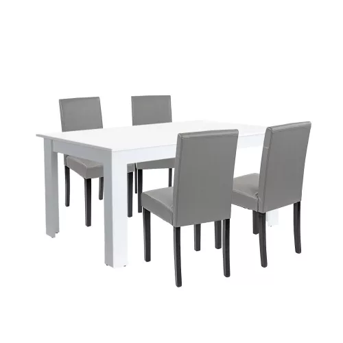 Leon 4+1 jedálenský set bielo-sivý