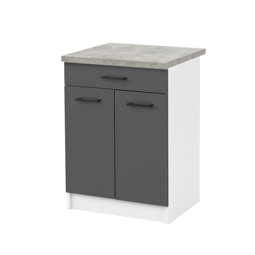 Spodná skrinka Praktik 60 2 dvierka 1 zásuvka, bielo-antracitová