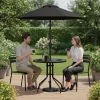 Okrúhly záhradný stôl s kovovým rámom 80 cm z tvrdého skla, čierny