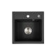 Nia štvorcový granitový drez s jedným umývadlom a sifónom čierny