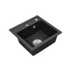 Nia štvorcový granitový drez s jedným umývadlom a sifónom čierny