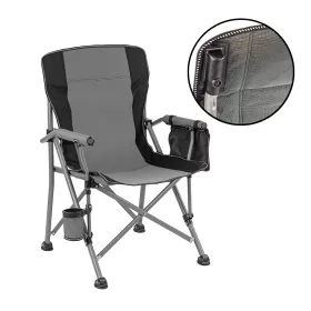   Rybárske kreslo Leziter Comfort Plus s podrúčkou a držiakom na pohár sivé