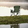 Rybárske kreslo Leziter Comfort Plus s podrúčkou a držiakom na pohár zelené