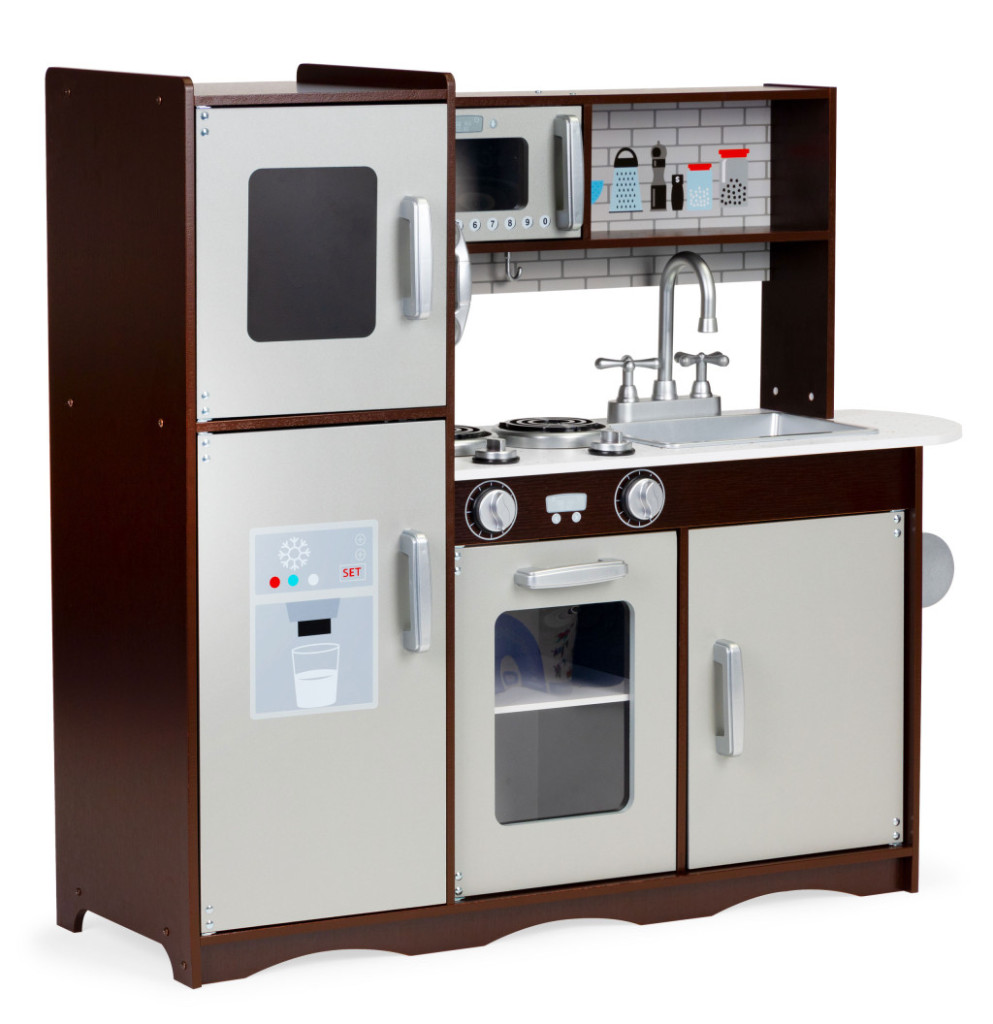 Drevená detská kuchynka so skrinkami a chladničkou