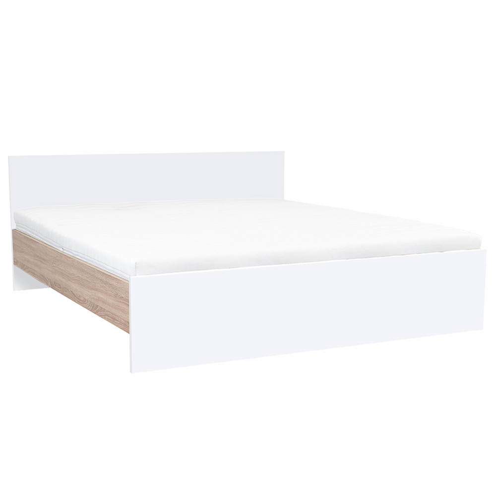 Manželská posteľ Miami bez držiaka na posteľnú bielizeň 180x200 cm biela - dub sonoma