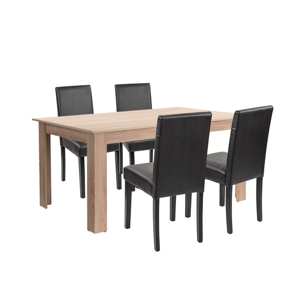 Leon 4+1 jedálenský set dub sonoma-čierna