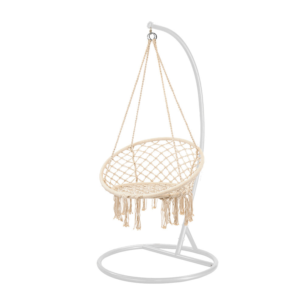 Hojdacie kreslo Cardenas so stojanom béžovo-biele